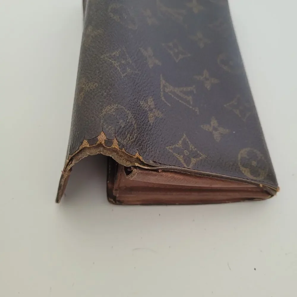 Authentic‎ LOUIS VUITTON LV Vintage Monogram Sarah Wallet Envelope Leather Large